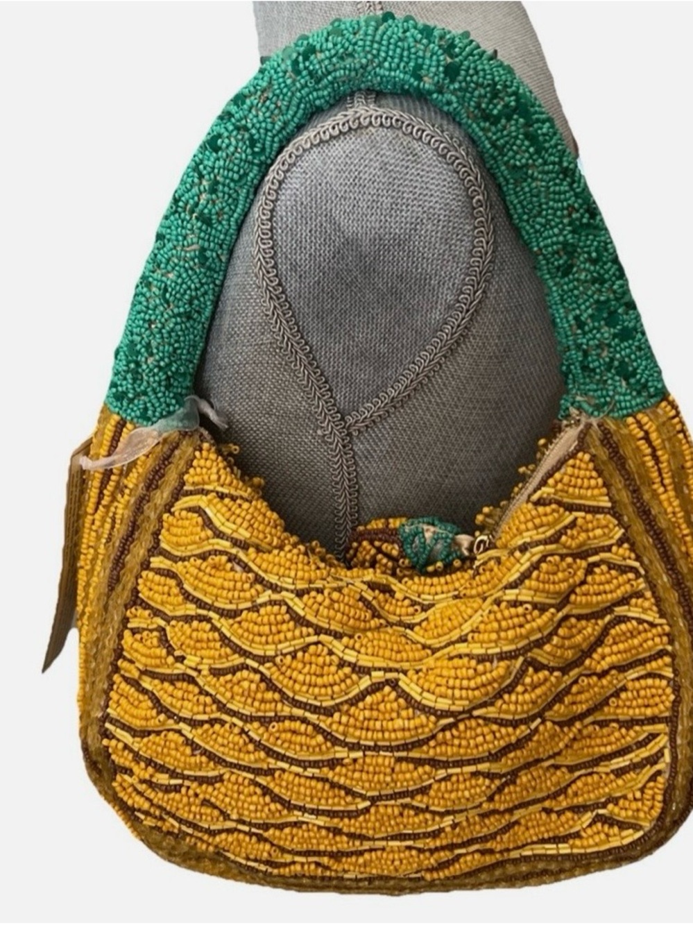 Beaded Yellow & Green Shoulder Bag - Handcrafted Women’s Bag